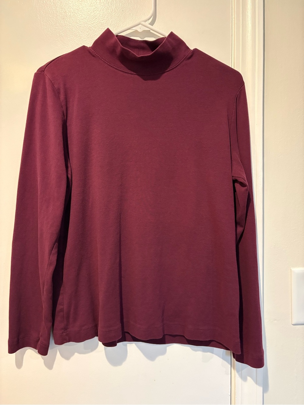 Style & Co. Wine 100% Cotton Mock Neck Long-Sleeve Top Layering Essential